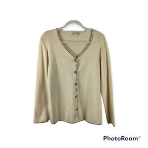 Greek Knitwear Cream and Blue Cardigan
